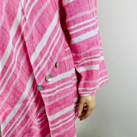 Habitat Pretty Artsy Opposing Stripes Asymmetric Button Accented Tunic Top XL - Picture 4 of 8